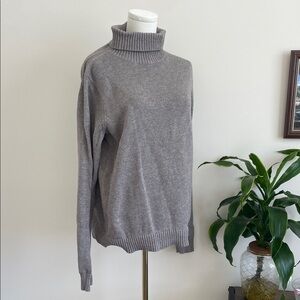 Gray Thick Cotton Turtleneck Sweater